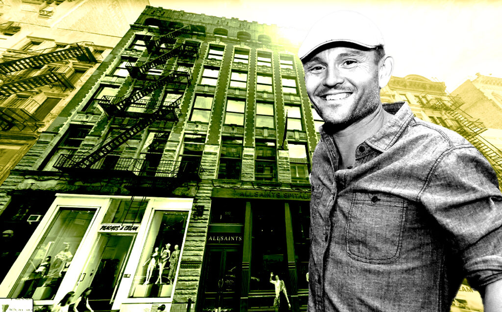 A photo illustration of Cotton On’s Nigel Austin and 512 Broadway in SoHo (Getty, Google Maps)